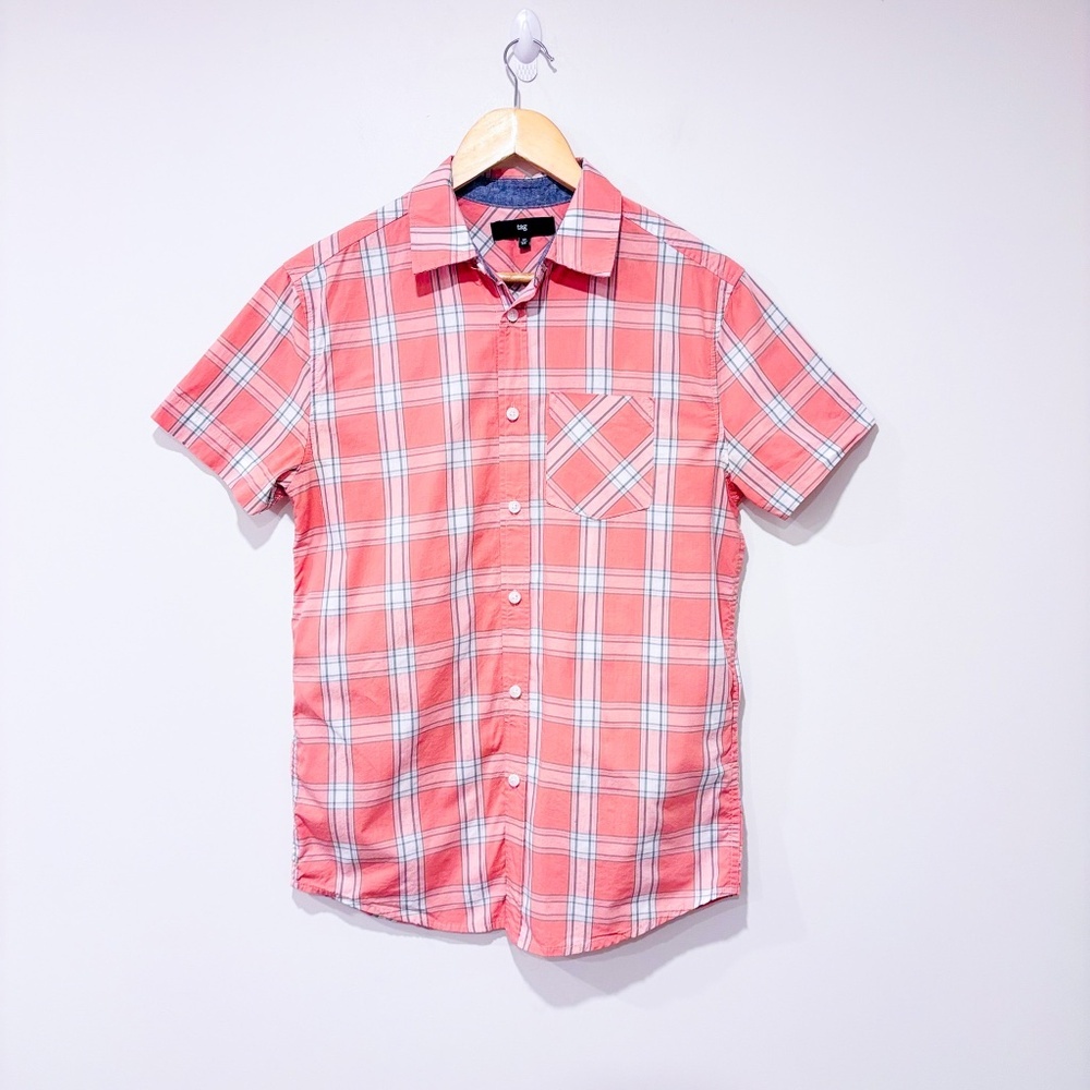 TAG Salmon plaid button down shirt‎